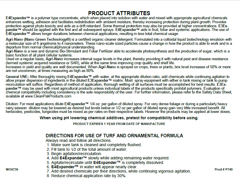 E4Expander - Polymer Adjuvant Surfactant with NanoGreen Technology